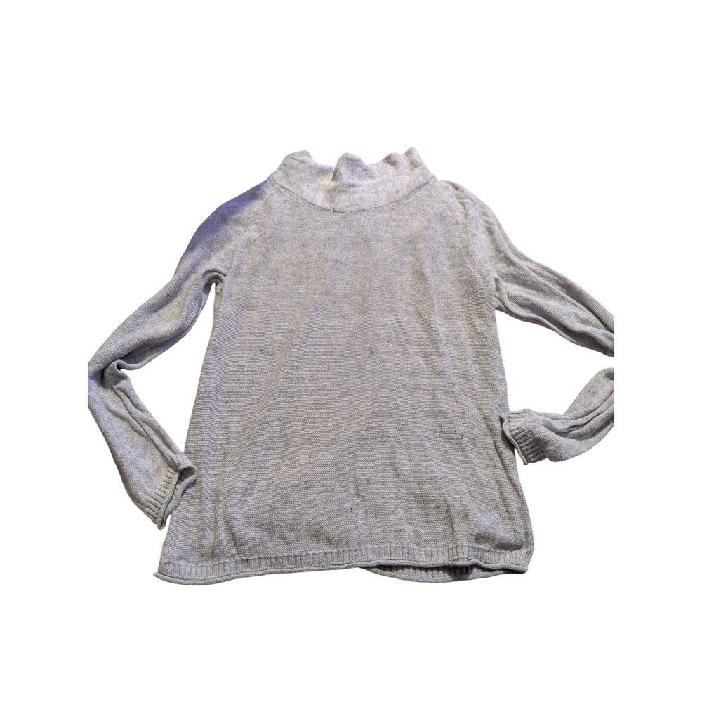 Carbon2Cobalt Womens Grey Linen Cotton Mock Neck Knit Sweater Large RN129641